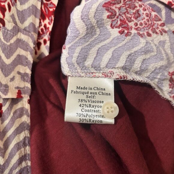 Porridge Anthropologie Top Small Multicolor Mixed Media Boho Medallion Button Up - Picture 9 of 10